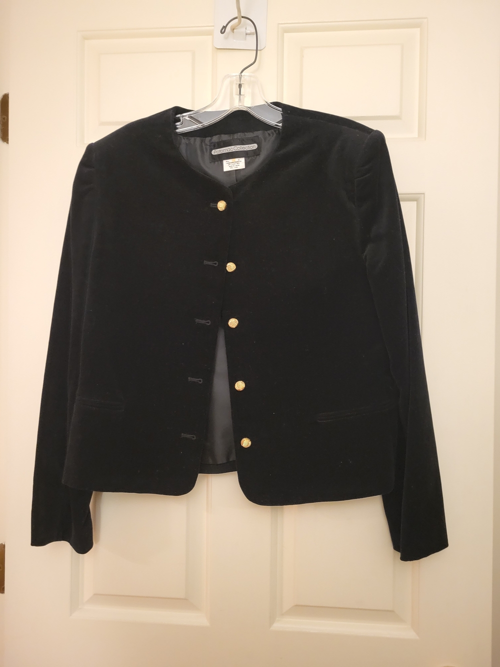 Black Velvet Evening Jacket with Gold Buttons